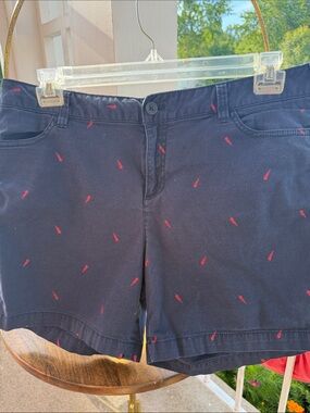 Navy 14 Shorts with Red Embroidered Pepper Accent